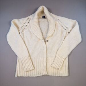 VTG Gap Mohair Blend Ivory Shawl Collar Long Sleeve Cardigan Women's XL Academia